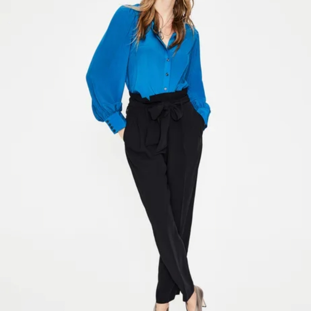 Boden Blouson Sleeve Silk Shirt- cyan - Picture 4 of 12